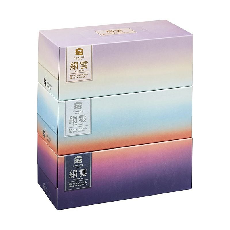 河野製紙 絹雲 新保湿ティシュ 3枚重ね 130組 3個パック ボックス