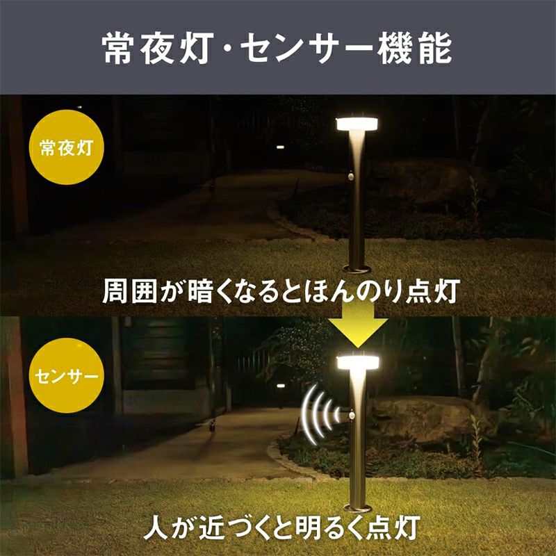 ムサシ ガーデンソーラー センサーライト 2W 丸型 シルバー 防雨