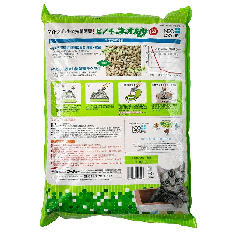 コーチョー ネオ砂 ひのき 12L 猫砂 瞬間消臭 トイレに流せる | 西村