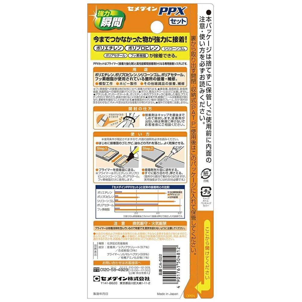 セメダイン 強力瞬間接着剤 PPX 難接着材料用 6gセット CA-522 メール
