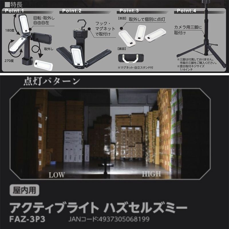 日動工業 アクティブライト ハズセルズミー 屋内用 LEDライト Found